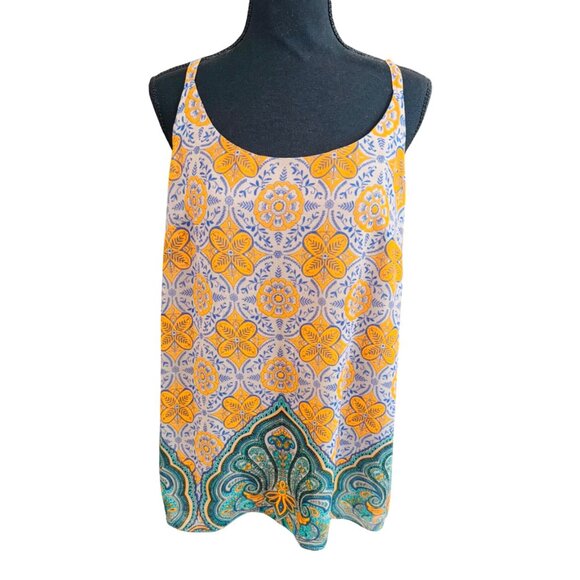 CABI Arabesque Cami Blouse Top 3082 Gray Orange Lined M Boho Cottage Core Scoop - Picture 2 of 9